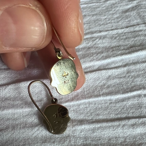 Pair of Enamel & Sterling Silver Skull Earrings 💀🖤💀 - Picture 3 of 4